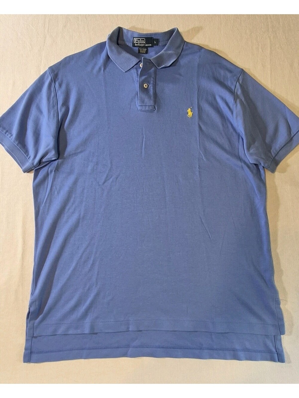 Polo Ralph Lauren Polo Shirt Blue with Yellow Pony Logo Men's Size Large